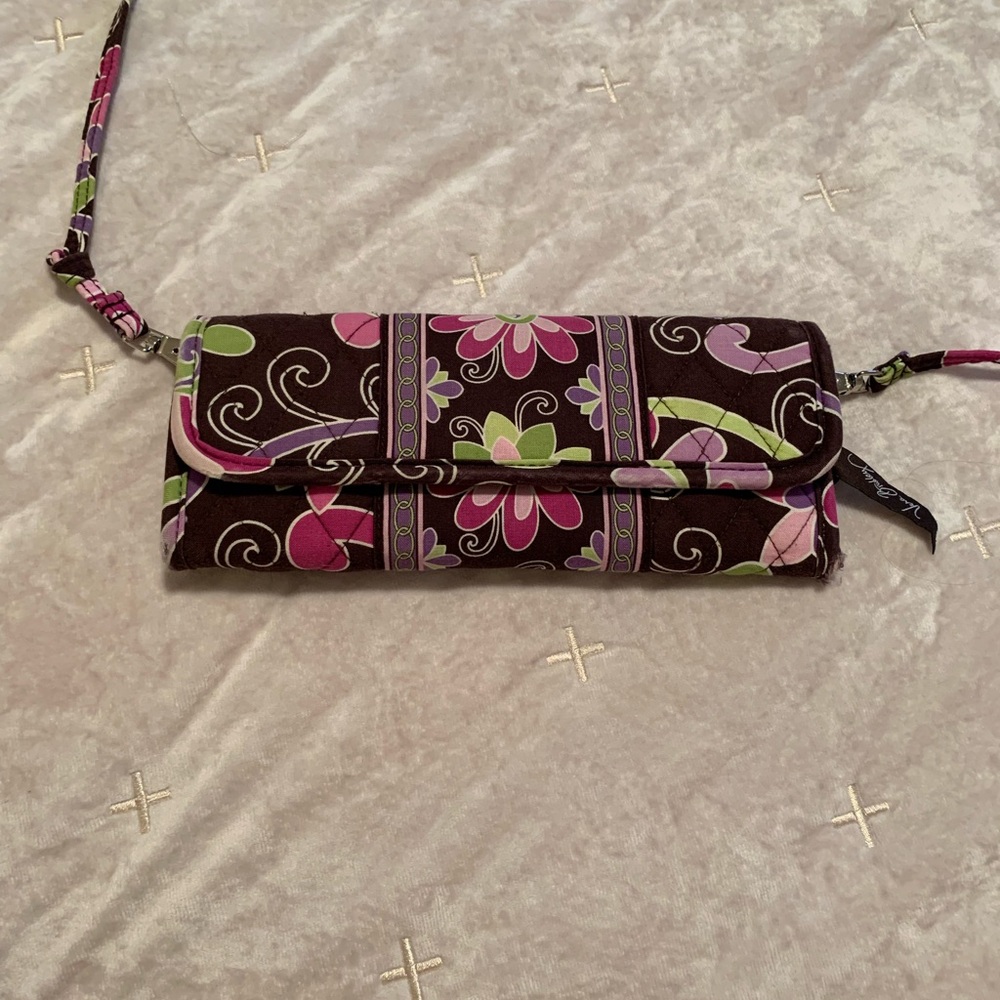 Vera Bradley Brown Floral Convertible Wristlet Crossbody